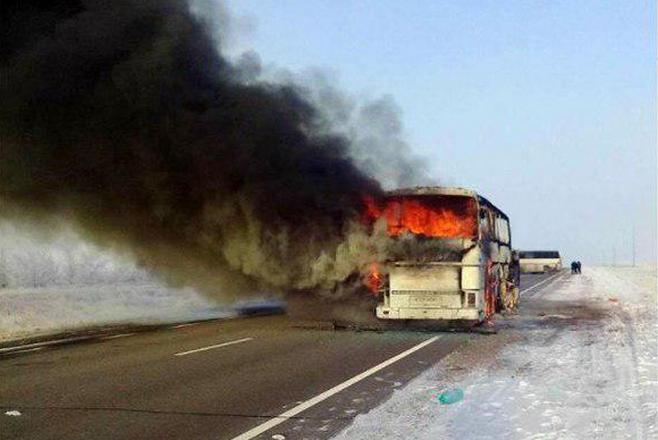 Автобус сгорел